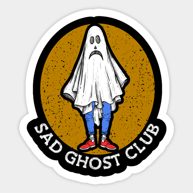 Sad Ghost Club Sadness Art Unhappy Depressed Heartbroken Sticker by Ghost Of A Chance 